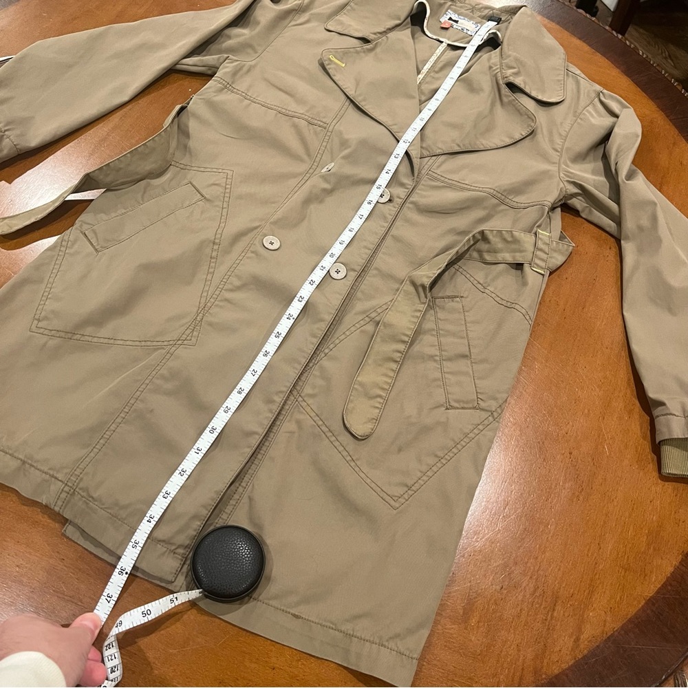 Pilcro x Anthropologie Utility Trench Coat Moss Belted XS Double Breasted Crop - Picture 9 of 15